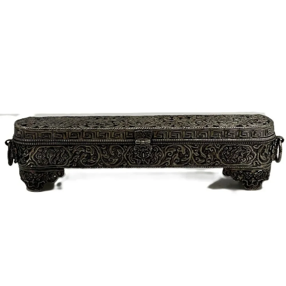 Vintage Silver Plate Incense Holder Trinket Jewelry Box 11